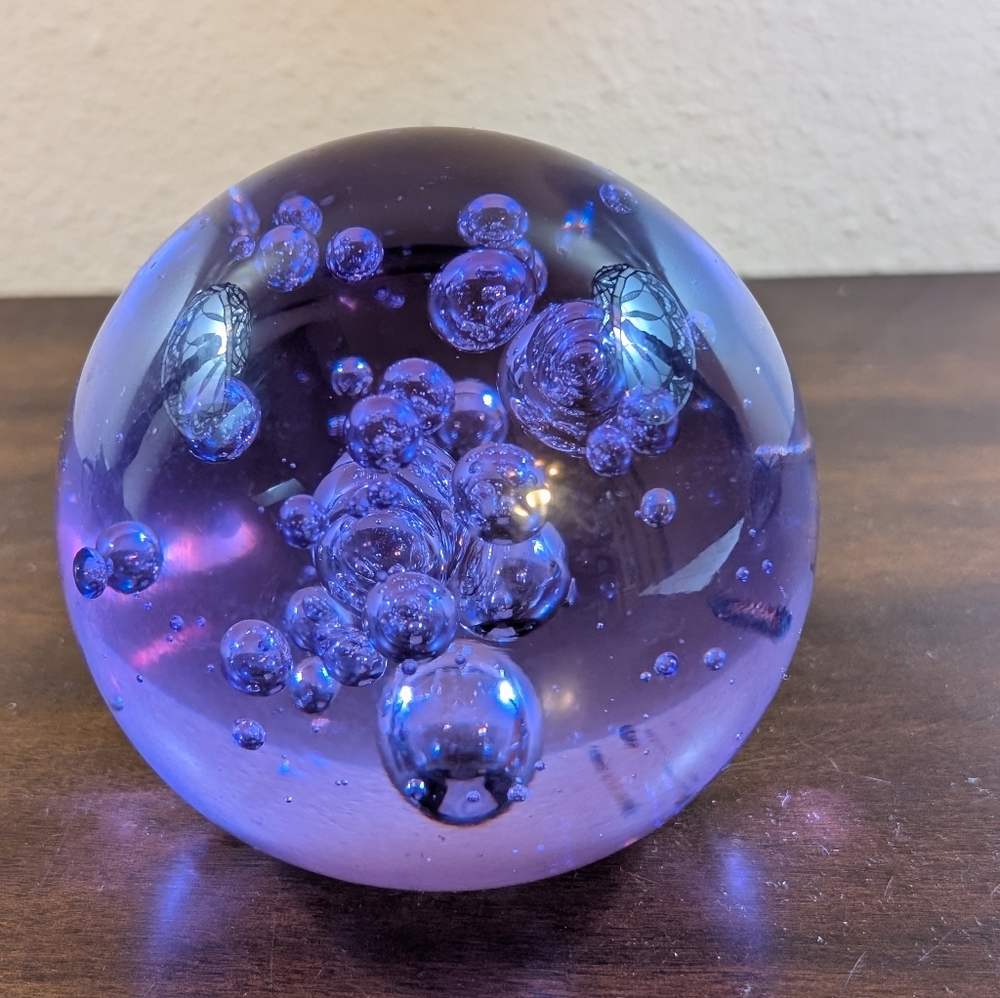 Mantorp Swedan Amethyst Art Glass Paperweight - Picture 2 of 3